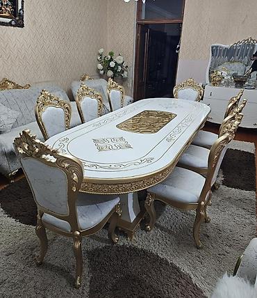 pres kömür: Klassik üslubda zövqlü yemək otağı dəsti - Komplekt: 1 böyük yemək — 1