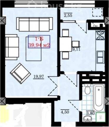 квартира под псо джал: 1 комната, 40 м², Элитка, 12 этаж, ПСО (под самоотделку)