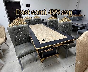 Qonaq otağı üçün, Yeni, Açılmayan, Dördbucaq masa, 6 stul