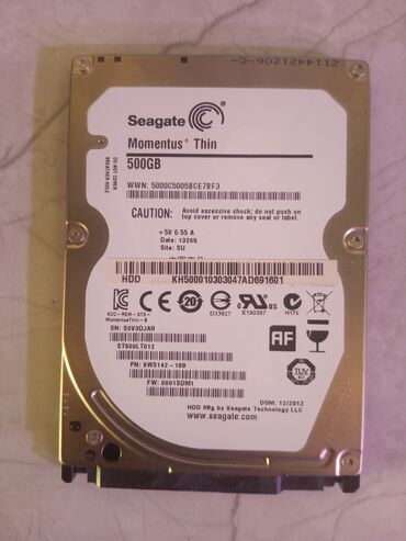 kredit noutbuk: SSHD Sərt disk (HDD) Seagate, 512 GB, 2.5", İşlənmiş