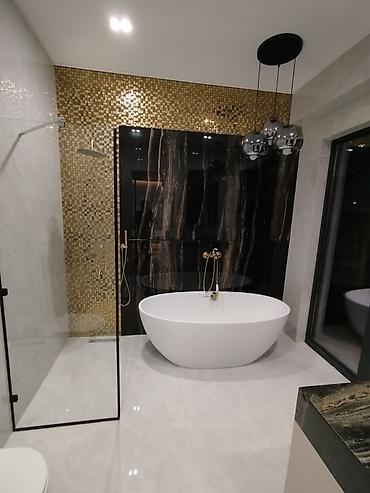 Укладка плитки: Плиточные работы: укладка керамогранита «кабанчик 8×8» с вставками - — 11