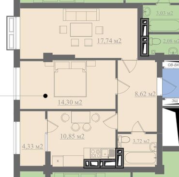 Продажа квартир: 2 комнаты, 59 м², Элитка, 6 этаж, ПСО (под самоотделку)