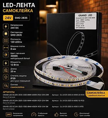блок питания бишкек: Светодиодная LED-лента GRAND LED, самоклеящаяся, в бухтах по 20 — 9