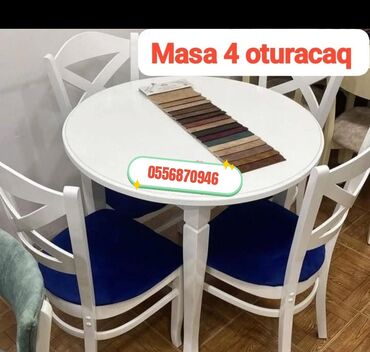 Masa və oturacaq dəstləri: Mətbəx üçün, Yeni, Açılmayan, Dördbucaq masa, 4 stul — 3