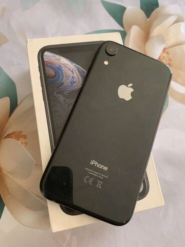 Техника жана электроника: IPhone Xr, Колдонулган, 64 ГБ, Кара, Коргоочу айнек, Куту, 75 %