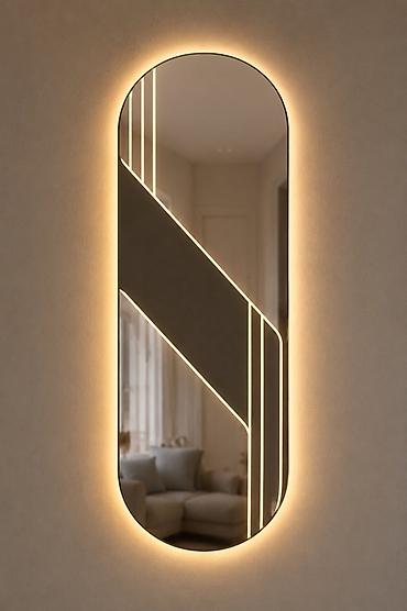 s guzgu: Güzgü Divar üçün, Oval, Dekorativ, Arxa işıqlı — 2