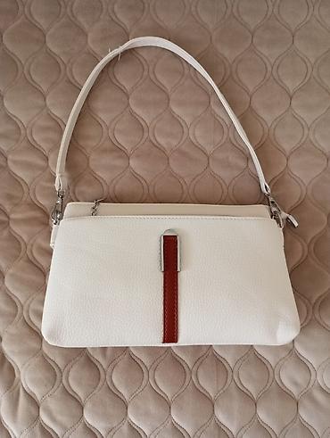 sac bandı: Ağ rəngli qadın çantası – mini/çiyin modeli - Material: xırda dənəli — 3