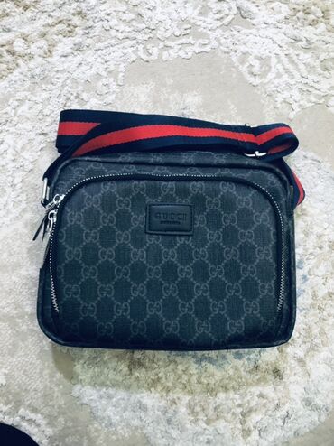 кошелек кожанный: Сумка через плечо Gucci - Цвет: темно‑серый/черный с монограммным