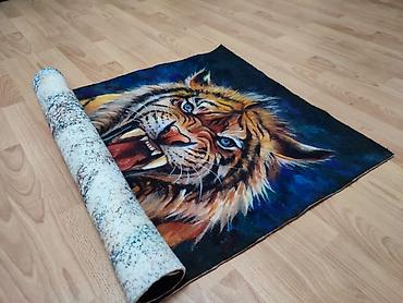 Картины: Картина «Тигр» ручной работы выполнена из шерсти, валяние, интерьерная — 9