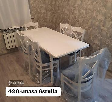 Ağ rəngdə yemək otağı dəsti: - 1 ədəd düzbucaqlı masa - 6 ədəd stul lalafo.az -da Ağ rəngdə yemək otağı dəsti: - 1 ədəd düzbucaqlı masa - 6 ədəd stul