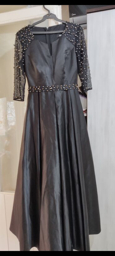 длинное атласное платье: Вечернее платье, Классическое, Длинная модель, S (EU 36), M (EU 38)