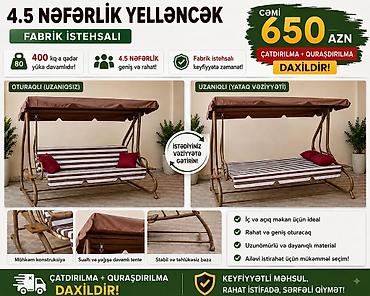 mebel satmaq: 4.5 nəfərlik yelləncək – fabrık istehsalı Xüsusiyyətlər: - 4.5 — 1
