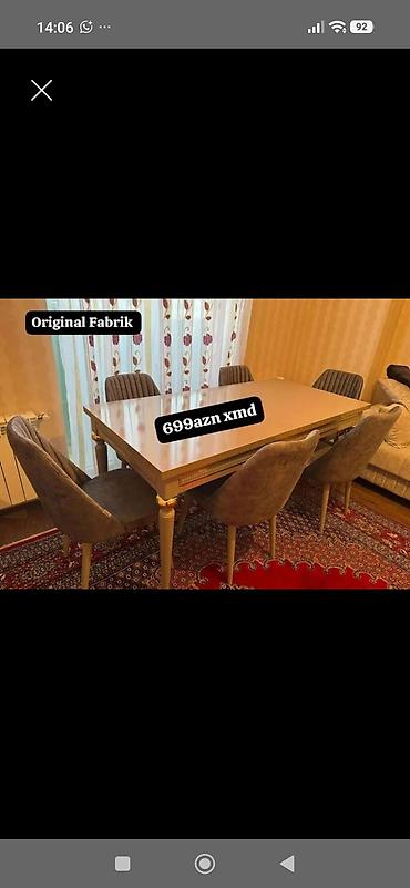 sunger: Yemək otağı üçün masa və 6 stul dəsti - “Original Fabrik” istehsalı — 1