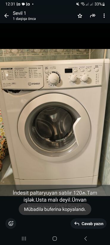 indesit paltaryuyan: Paltaryuyan maşın Indesit, 6 kq, Avtomat, Qurutmasız, Kredit yoxdur