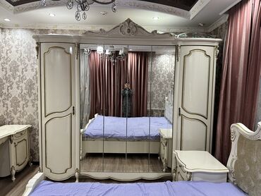 жемчужные свечи: Уктоочу бөлмө гарнитуру, Колдонулган, Эки кишилик керебет, Шкаф, Трюмо, Белоруссия, Жыгач, Өзү алып кетүү, түсү - Саргыч боз