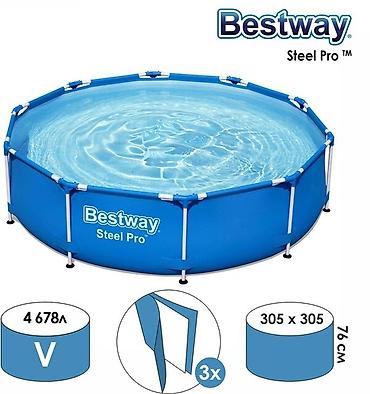 Бассейны: 305/76см. Bestway 56677 BW Каркасный бассейн Steel Pro, 4678л — 6