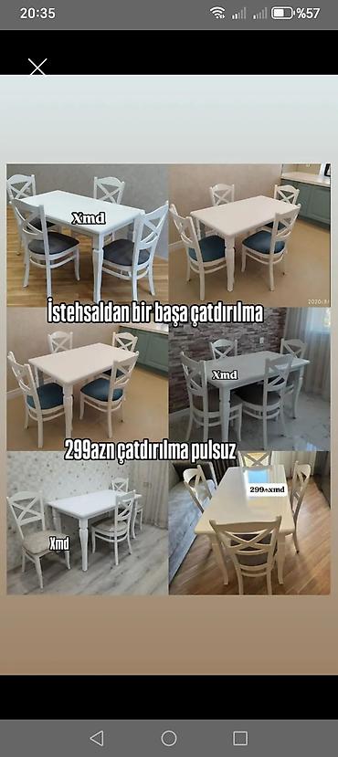 stol uzu: Mətbəx üçün, Yeni, Açılmayan, Dördbucaq masa, 4 stul — 1