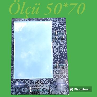 Güzgülər: Güzgü Divar üçün, Kvadrat, Hamam üçün, Naxışlı — 22