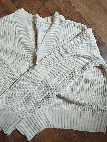 ag jaket: Açıq krem rəngində trikotaj kardiqan - Model: V-yaxa, düyməli - Rəng — 6