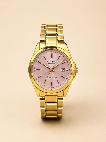 Casio Quartz qol saatı - Korpus və qolbaq: qızılı tonlu metal -