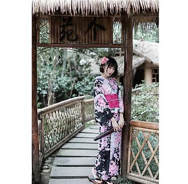 Домашняя одежда: Женский комплект в японском стиле: кимоно с цветочным принтом и — 2