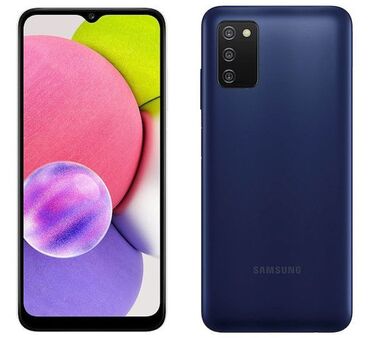 Samsung: Samsung Galaxy A03s, 32 GB, rəng - Göy, Barmaq izi, İki sim kartlı, Face ID