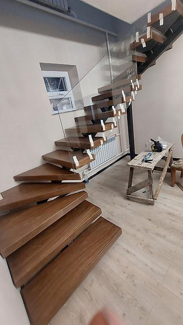 Обшивка лестниц: Лестницага заказ алабыз. Материал: кара жыгач, дуб, шпон, сосна — 5