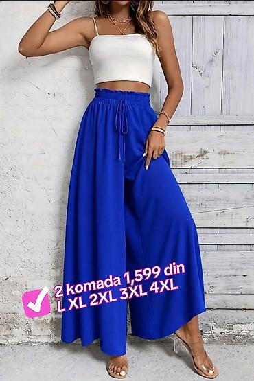 Pantalone: Ženske široke pantalone sa visokim strukom - Kroj: veoma široke — 7