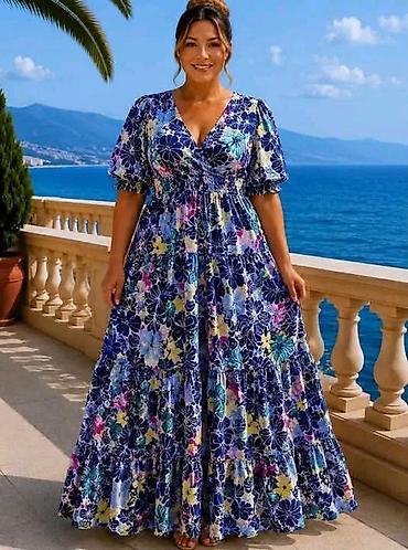 versace torba: Duga letnja haljina sa cvetnim printom - Kroj: maxi dužina, lepršav — 9