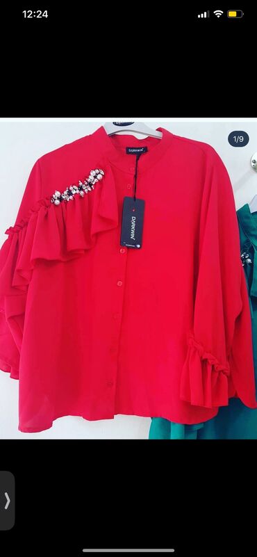 qoroşkalı qadın bluzu: 3XL (EU 46), 4XL (EU 48), rəng - Qırmızı