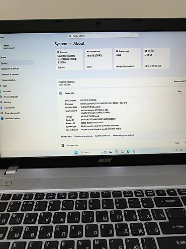 4gb ram laptop: İşlənmiş Acer Aspire, 17.3 ", Intel Core i7, 256 GB — 3