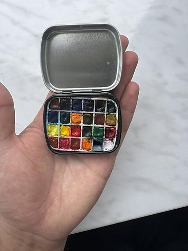 tac pastel destleri: Kompakt akvarel boya dəsti - Cib ölçülü metal qutuda 24 rəngli — 1
