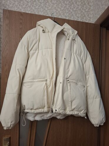 hicab butik instagram: İkiüzlü (revers) qış gödəkçəsi – krem/ekru rəng. - 2 tərəfində