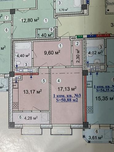 теплый стан жк: 1 комната, 50 м², Асанбай мкр Элитка, 7 этаж, ПСО (под самоотделку) — 2