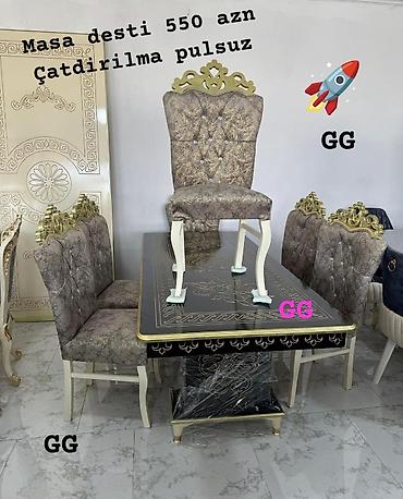 Qonaq otağı üçün, Yeni, Dördbucaq masa, 6 stul