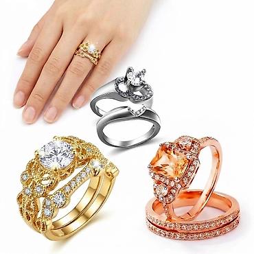 Кольцо, шакек, парное. - Изящный комплект с крупным камнем, шикарный