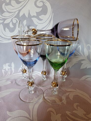 Čaše: Case za vino kristal,rucni rad Bohemija 1950godina +. Case komada 6 — 4