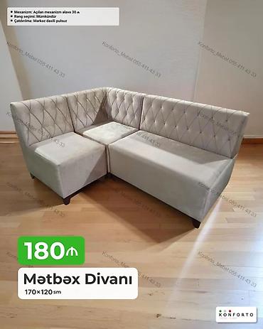 Divanlar: Məhsul: Mətbəx divanı Ölçü: 170×120 sm - L‑şəkilli, 3 bölməli — 1