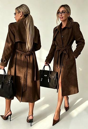 binarni sat: Fa, Ženski trench kaput – model 5210 - Kroj: klasični midi trench sa — 6