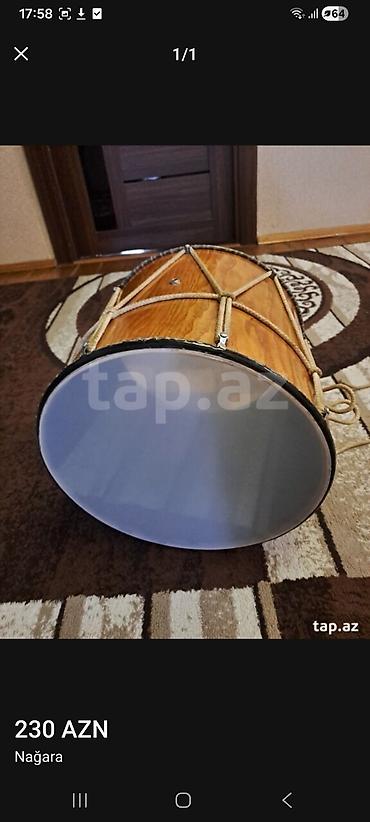nağar: Nağara – 230 AZN - Korpus: təbii ağacdan, lak örtüklü - İplə dartılma — 1