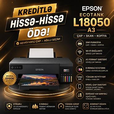 epson a3 printer: EPSON ECOTANK L18050 A3 Operativ yaddaş: 128 MB Çap rezolyusiyası — 1