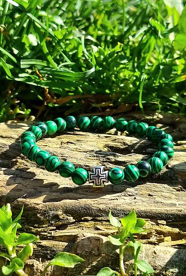 Narukvice: Kalist kamene brojanice od malahita, ručno rađene sa blagoslovom SPC — 2