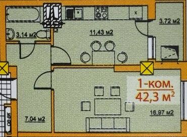 быстрый займ: 1 комната, 42 м², Элитка, 8 этаж, ПСО (под самоотделку)