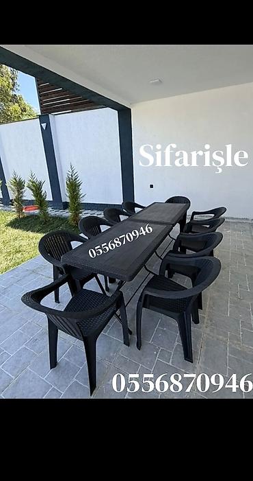 bag ucun divanlar: Düz masa, Stullar ilə, 6 nəfər, Açılan, Həsir, Türkiyə — 2