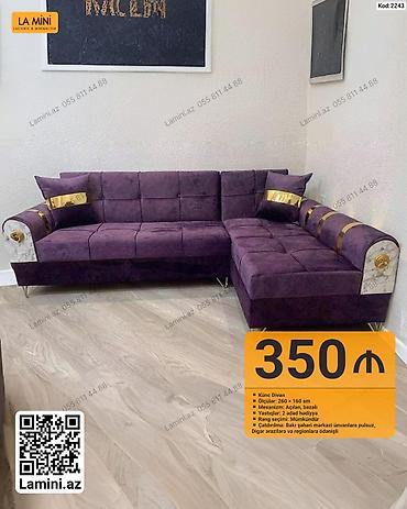 Künc divan – La Mini Xüsusiyyətlər: - Ölçülər: 260 × 160 sm -