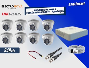 Kia: 🔒 Hikvision 8 Kamera Təhlükəsizlik Dəsti – İçəri üçün ✔️ 8 ədəd Dome