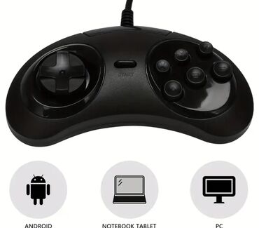 Компьютер жана ноутбуктар үчүн башка аксессуарлар: USB джойстики Sega Genesis для ПК. Количество 2 шт. новые в упаковке