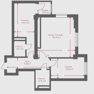 Продажа квартир: 3 комнаты, 76 м², Элитка, 6 этаж, ПСО (под самоотделку)