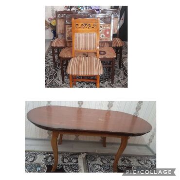 2 ci el stol: İşlənmiş, Açılmayan, Oval masa, 6 stul