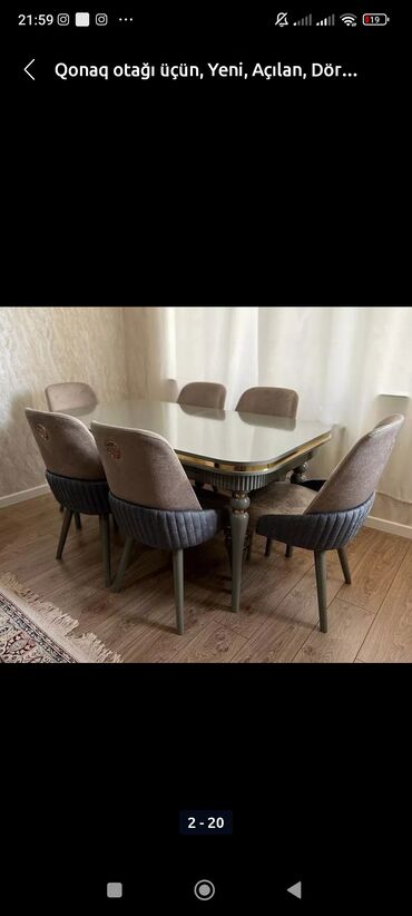 niva satisi: Для кухни, Для гостиной, Новый, Раскладной, Прямоугольный стол, 6 стульев
